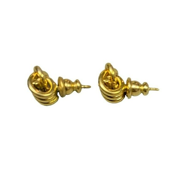Vintage Knot Stud Pierced Earrings - Gold Tone - Picture 2 of 5